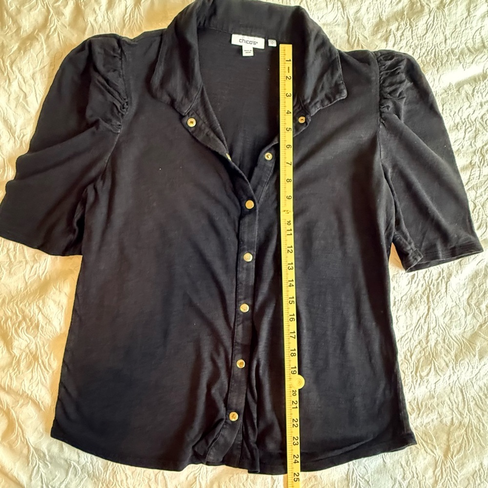 Chico's Black Button-Down Blouse - Picture 6 of 7